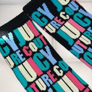 Juicy couture pink black knee socks vintage retro y2k Paris Hilton sexy black